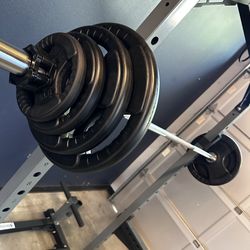 Brand New Olympic 170Lb Rubber Grip Weight  Plates + Barbell Home Gym Equipment **FREE DELIVERY**