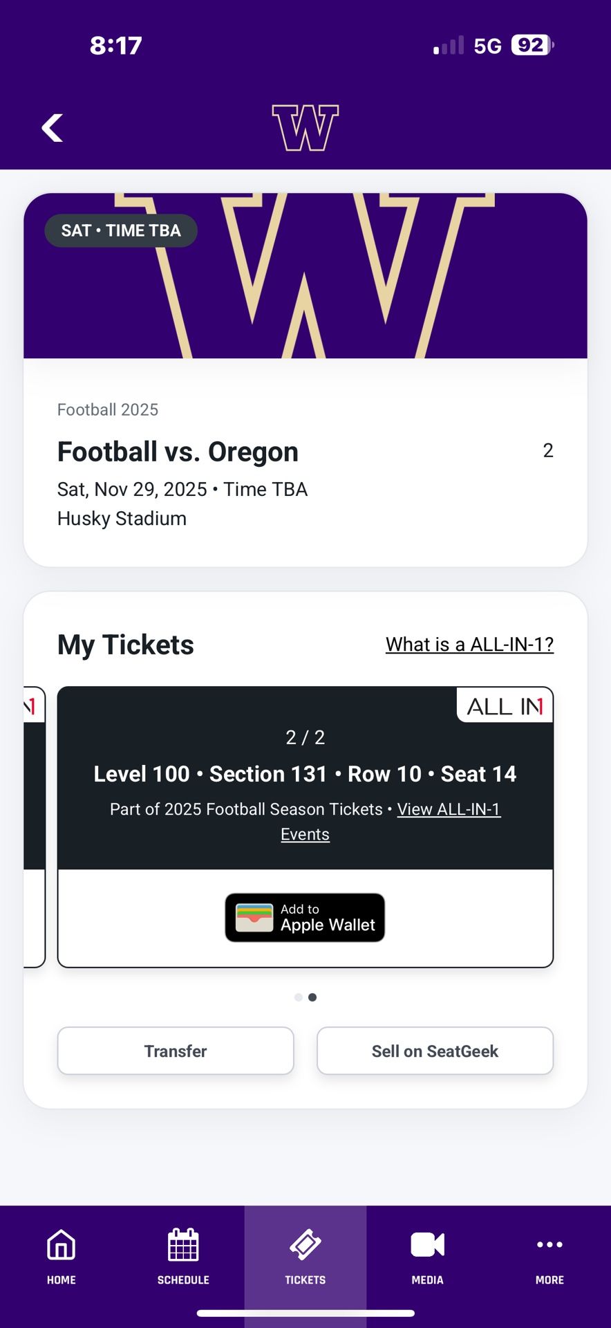 Huskies vs Oregon Ducks Football