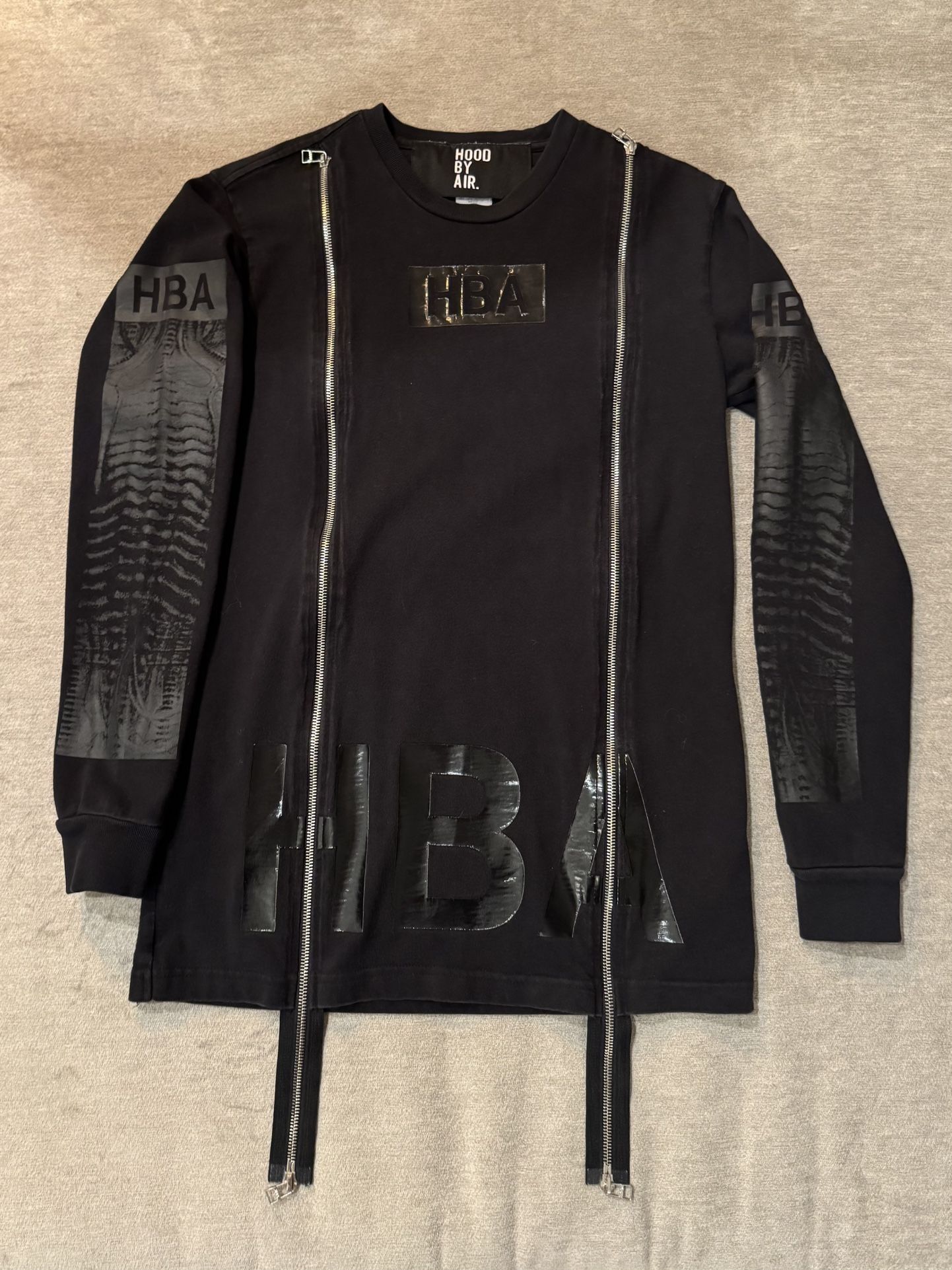 Hood By Air HBA Skeleton Double Zip XS Long Sleeve Sweatshirt