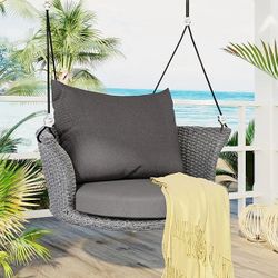 Outdoor Rattan Hanging  Chair / Swing Chair w/ Metal Frame (NO STAND) & Gray Cushions. [NEW IN BOX] **Retails for $205