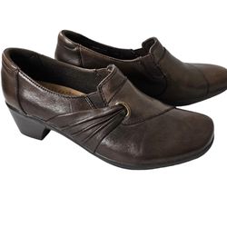 Earth Origins Womens Brown Leather Heel Shoes Size 9 W
