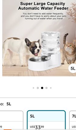 RIZZARI Bebedero automático para mascotas de 5 L, dispensador de agua de acero inoxidable por gravedad, 100% libre de BPA, alimentador de agua de gran