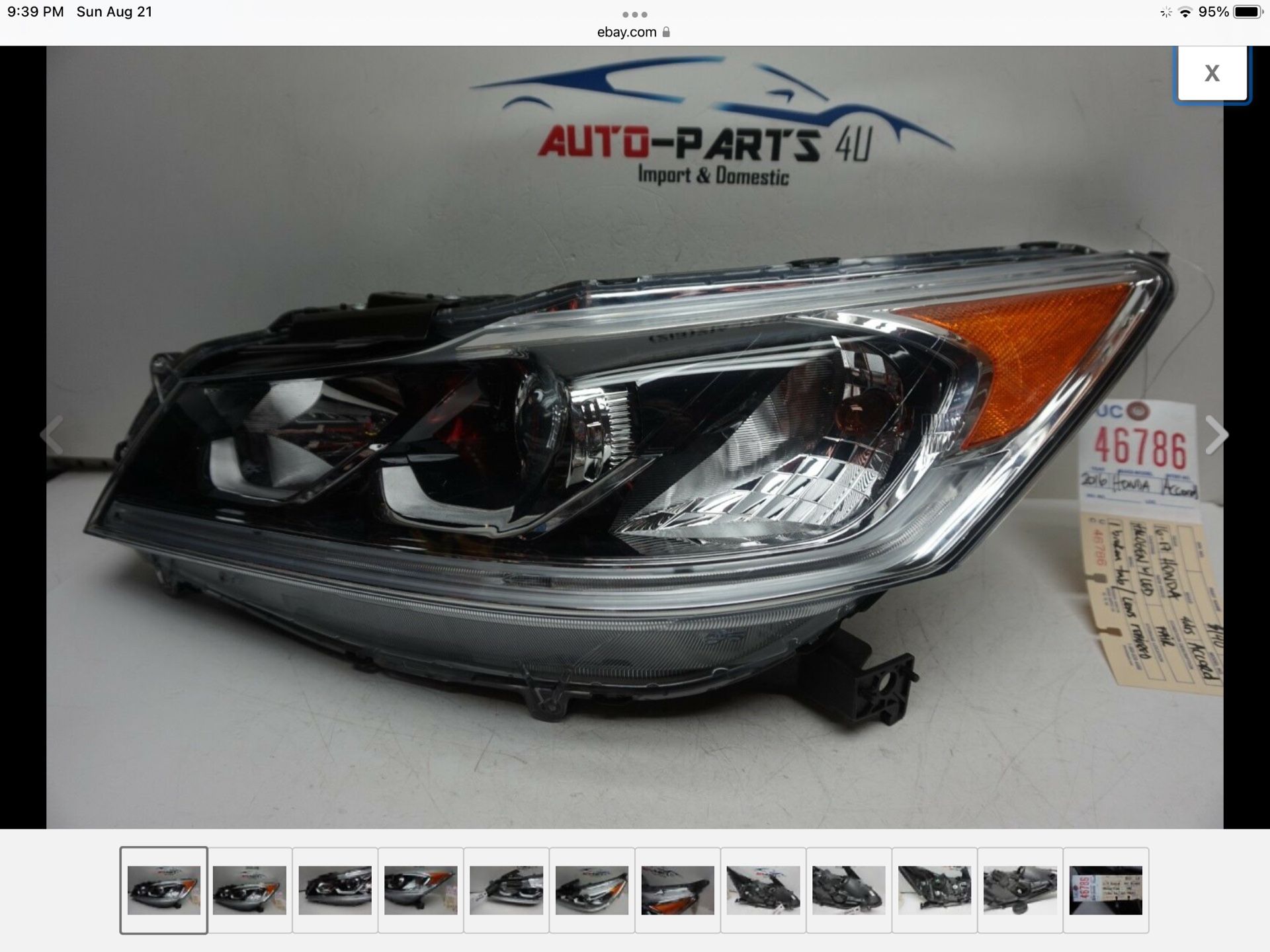 2016 - 2017 HONDA ACCORD 4DRS LEFT DRIVER HALOGEN LED HEADLIGHT OEM UC46786