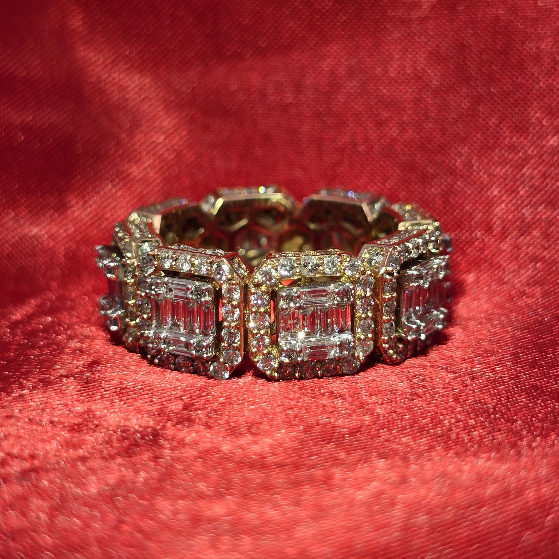 10k Yellow Gold Diamond Baguette Band Ring 4.53 ctw