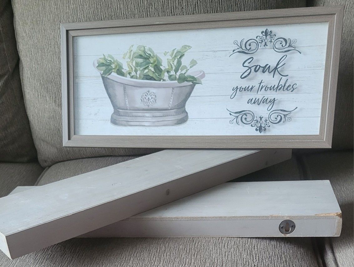 Floating Shelves Set With Framed Wall Picture