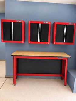 Craftsman Workbench with with 3 top cabinets