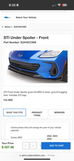 2022-2024 BRZ STI Front Under Spoiler