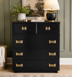 Black Dresser with Gold Hardware