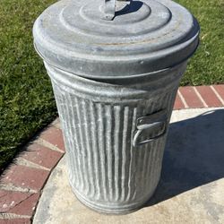 Antique Galvanized Trashcan Garbage Can