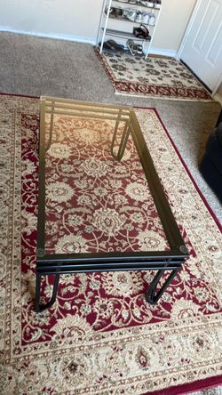 Glass Top Table with Black Metal Legs