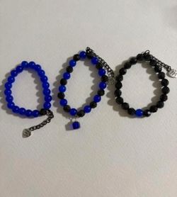 Set of 3 blue and black bracelets