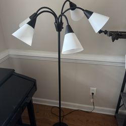 Black Floor Lamp with Five Adjustable Heads