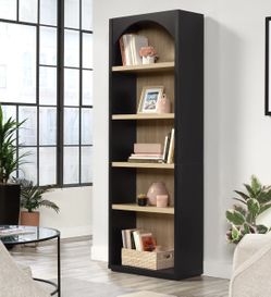 Westley 5-Shelf Arch Bookcase, Black Finish