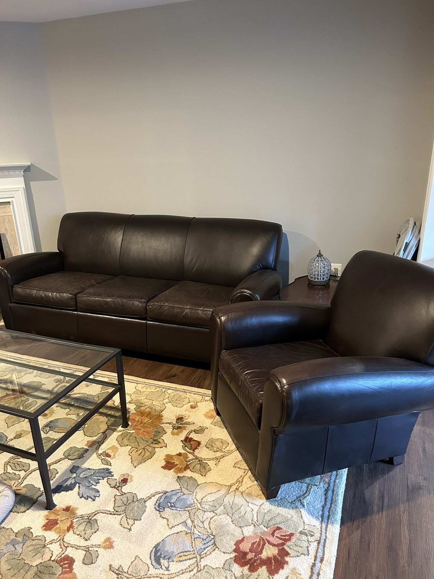 Pottery barn Leather Couch Plus Chair