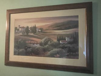Large Lithograph Art Framed