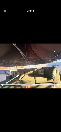 Olive green sectional couch 100”