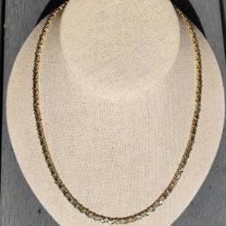 14K Yellow Gold 4.5mm x 2.0mm (19") Regal Interlock Byzantine Necklace ITALY ◇ 14K