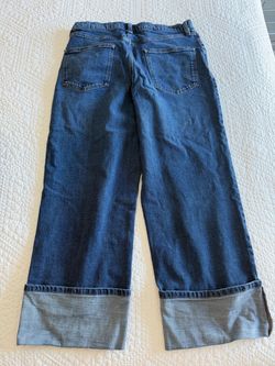 Wide Leg Cuffed Denim Jeans