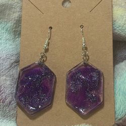 Purple Swirl and Glitter Earrings