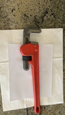 Red Heavy-Duty Pipe Wrench
