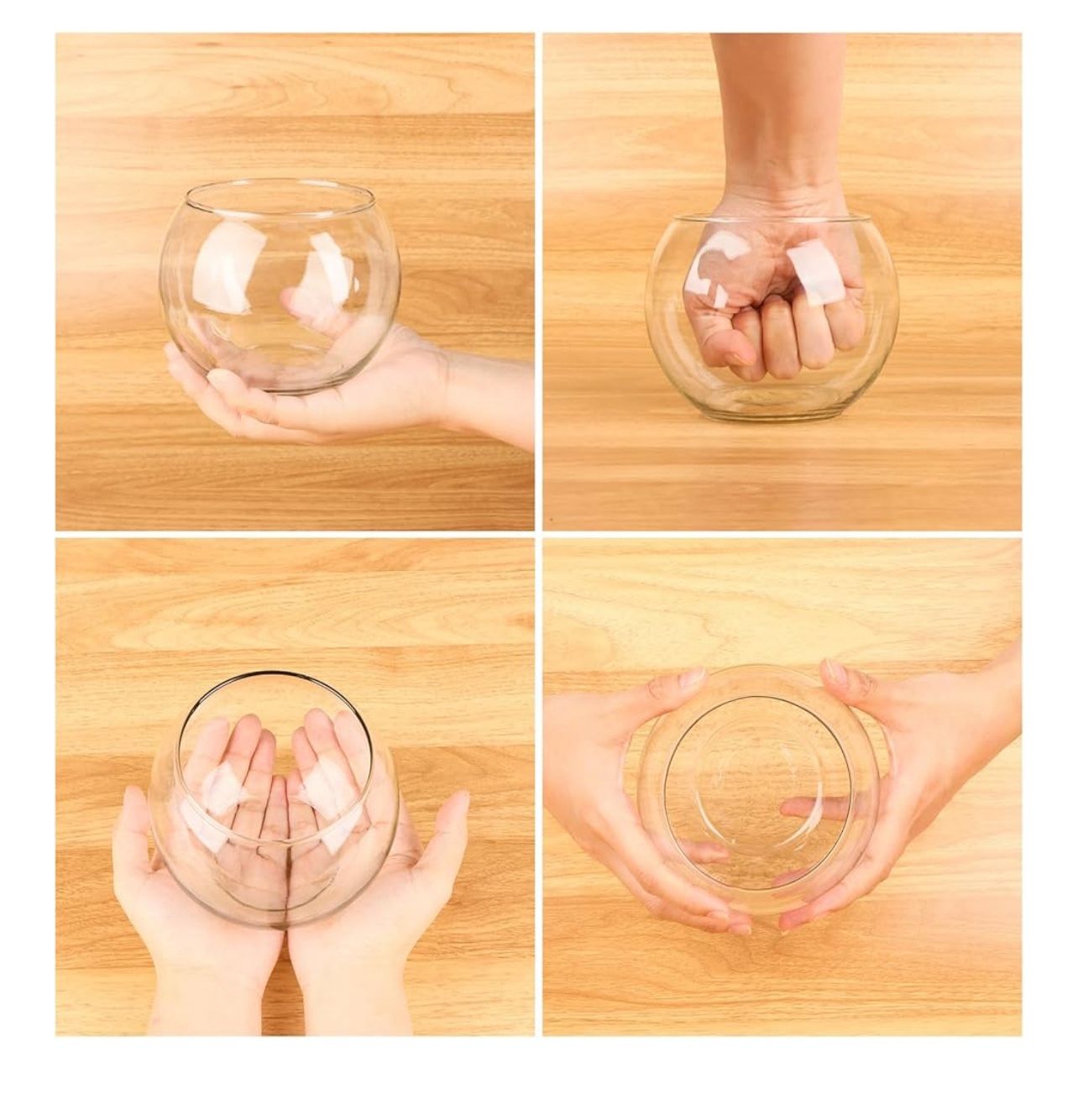 Set of 6 Clear Glass Vases, 4.7” W x 3.5” H, Round Candle Holders, Bubble Bowl, Flower Vases with Sponge Brush, Decorative Centerpieces for Wedding Ho