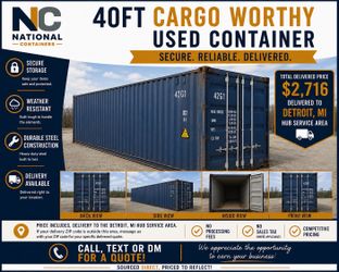40 FT Cargo Worthy Shipping Container Delivered to Detroit, MI – $2,716