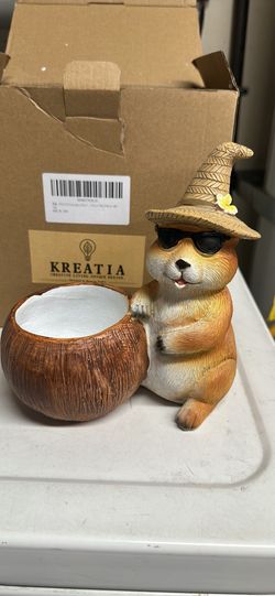7.1 inch Resin Decor, 3.1 inch Opening, Coconut-Look Bowl, Drainage Plug, Desk Shelf windowsill Accent