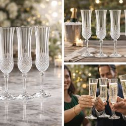 Vintage Crystal Champagne Flutes Set Of Four Or Eight