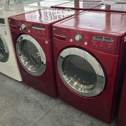 LG Front load DirectDrive Red Washer And Dryer Set 