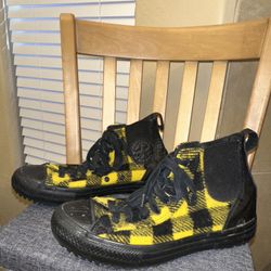 “Converse Allstars”  - Yellow/Black Plaid Checkered
