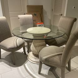 Glass Top Dining Table with 4 Chairs 