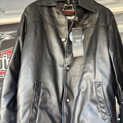 Emporio Collezioni Black Faux Leather Button Up 