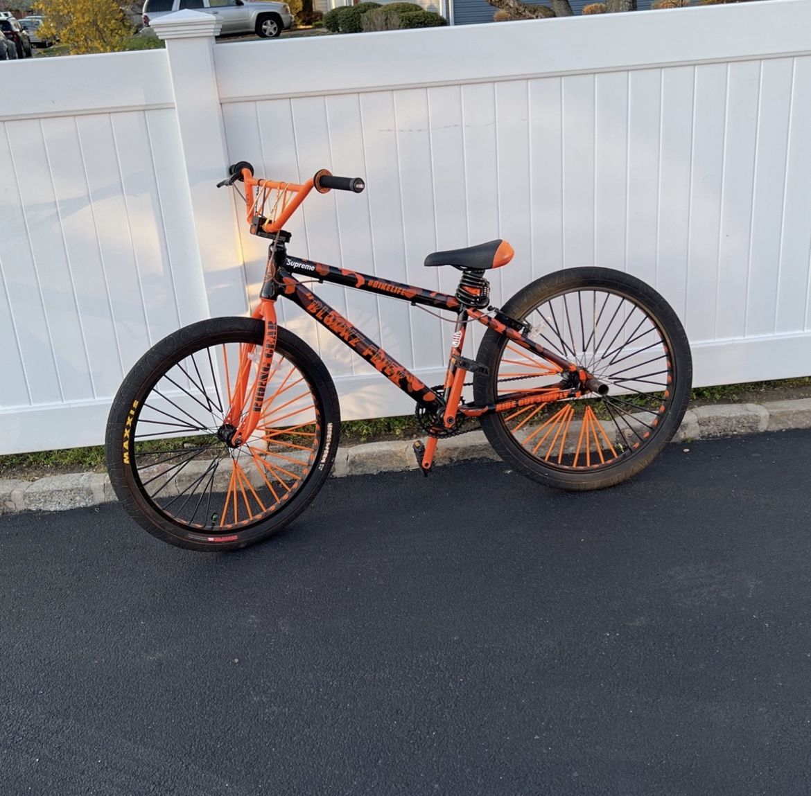 NEW 21/22 SE BLOCKS FLYER 26 ORANGE CAMO SINGLE SPEED FREESTYLE BIG BMX BIKE For Sale In Long