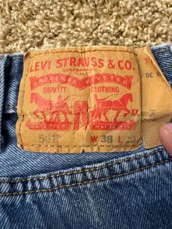 Levi's 501 Blue Denim Jeans Button Fly Original Mens Size 38x30