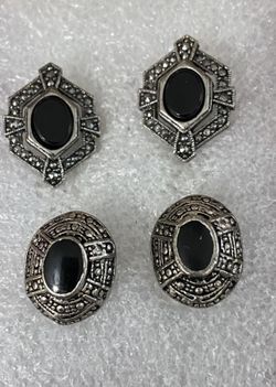 Aretes Stainless Piedras Azabache Diferentes Modelos Joyería Antigua Cada Uno