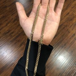 14k Miami Cuban 6.4mm 22in Rey’s Gold And Cash