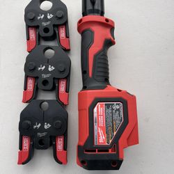 Milwaukee M18 18V Lithium-lon Cordless Short Throw Press Tool Kit with 3 PEX Crimp Jaws .