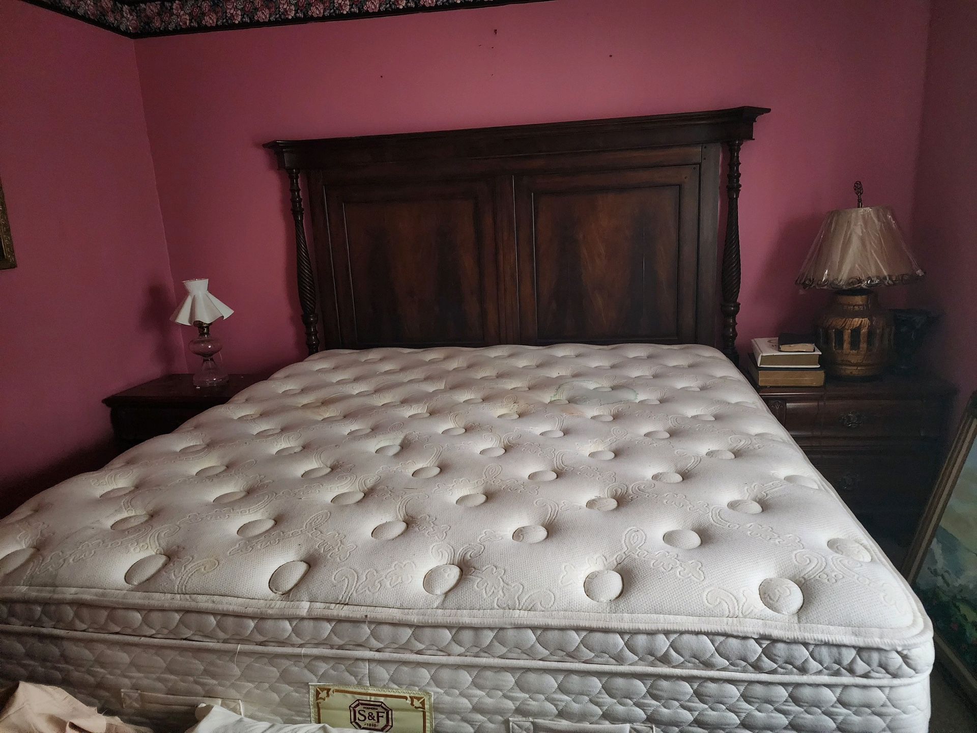 King Size Bed (Headboard, Frame, Mattress And Box Spring)