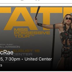Tate McRae 2 Tickets Section 313 Row 5 tomorrow at United Center 