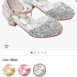 Girls Low Heeled Dress Shoes Rhinestone Bows Low Heel Flower Wedding Party Toddler Little Girls Sequin Sandals