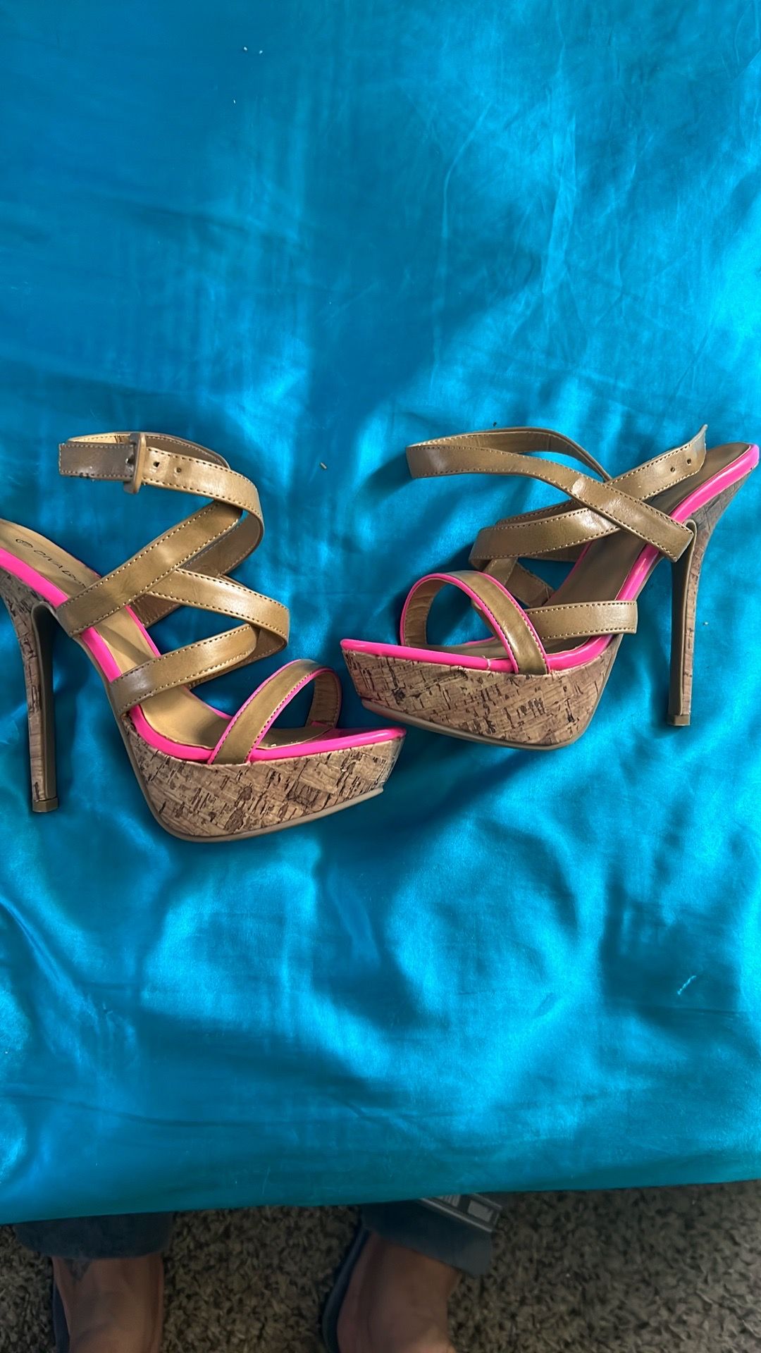 Brand New Never worn Tan and HOT Pink