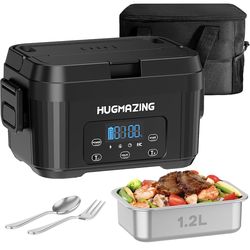 Cordless Electric Lunch Box for Adults, Men & Women – Rechargeable Self-Heating Food Warmer with 1.2L SS Container, Battery-Powered Heated Lunch Box, 