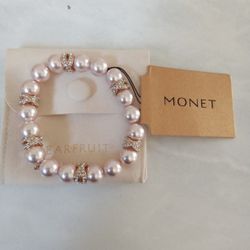 Monet Pink Pear Bracelet  NEW