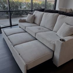 Sleeper Sofa Bed — Pull Out Couch w/ Storage Chaise/ Free Local Delivery 🚚 