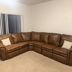 Leather Reclining Sectional Couch 