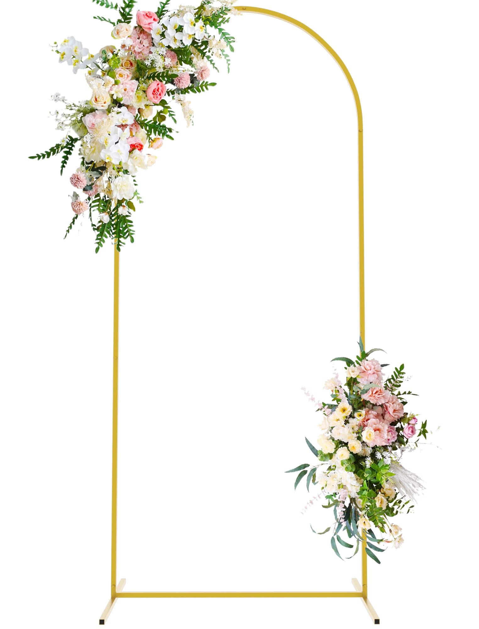 Wokceer 6 FT Wedding Arch Backdrop Stand Metal Arch Chiara Backdrop Stand For Wedding Ceremony Birthday Party Bridal Baby Shower Photo Booth Garden Fl