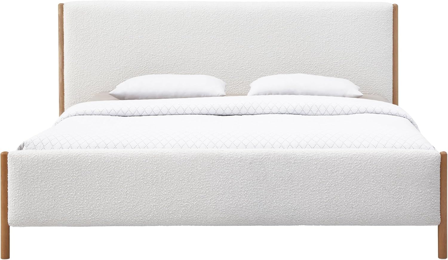 Liana Modern Style Upholstered Platform Bed with Soft Boucle Fabric and Solid Wood Legs 