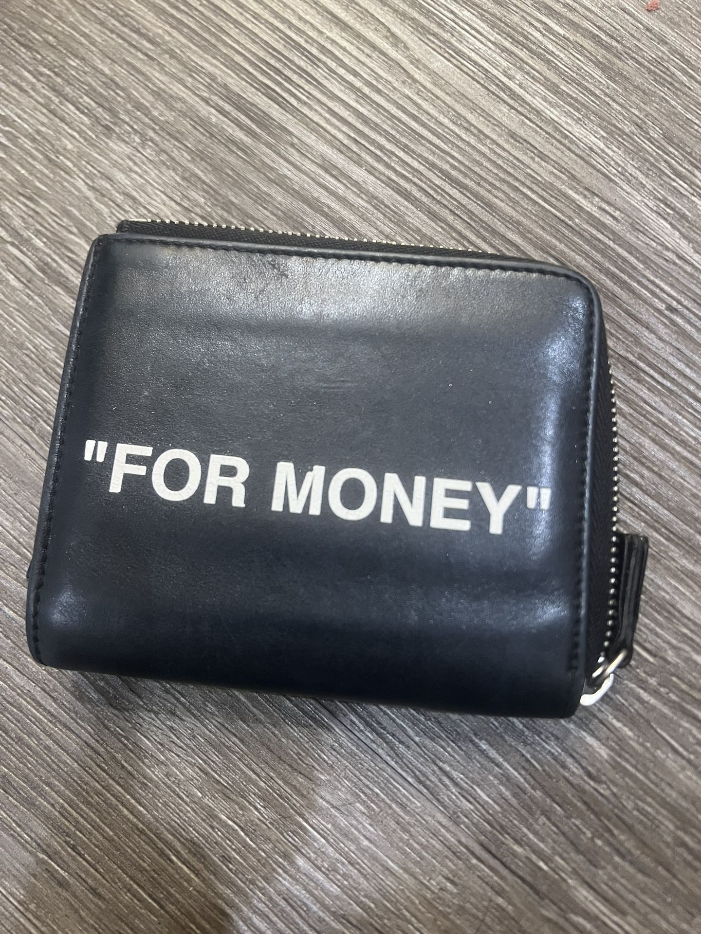 Off-White “FOR MONEY” Leather Zip Wallet – Authentic