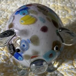 Hand blown Art Glass Pig Figurine