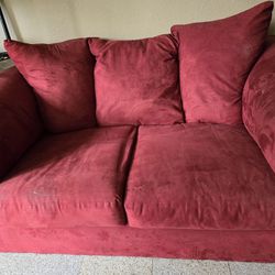 Comfy and Cute Red Plush Loveseat